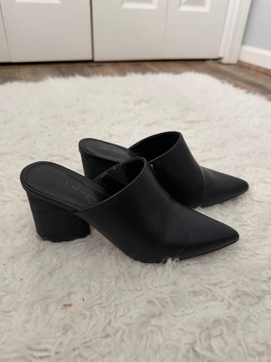 ROHB Shoes - ROHB Black Pointed-Toe Slip-On Block Heel Mules